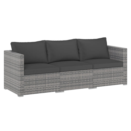 3 Pieces Patio Sectional Sofa Set PE Rattan Modular Couch Furniture Set with Soft Cushions