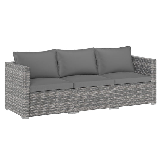 3 Pieces Patio Sectional Sofa Set PE Rattan Modular Couch Furniture Set with Soft Cushions