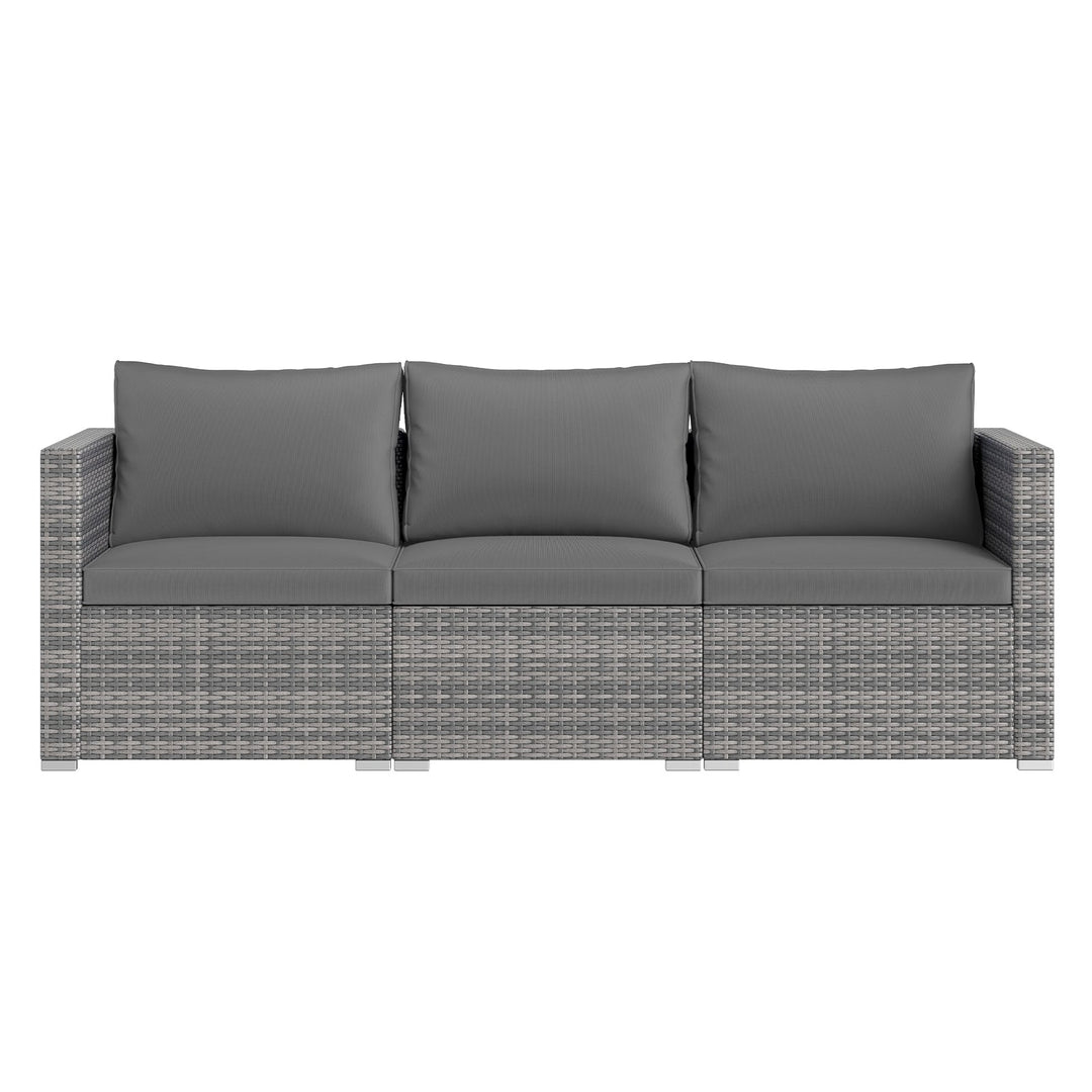 3 Pieces Patio Sectional Sofa Set PE Rattan Modular Couch Furniture Set with Soft Cushions