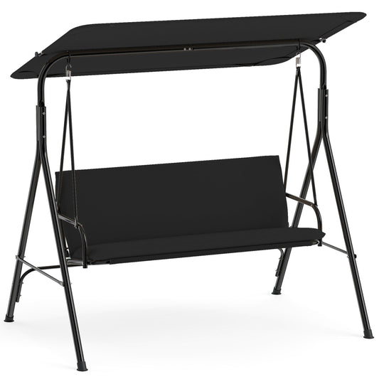 3-Seat Patio Swing Chair with Adjustable Canopy