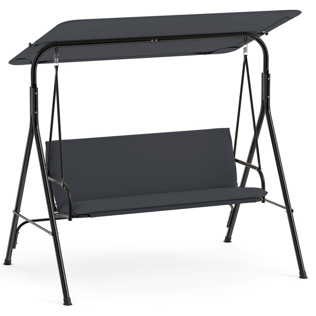 3-Seat Patio Swing Chair with Adjustable Canopy