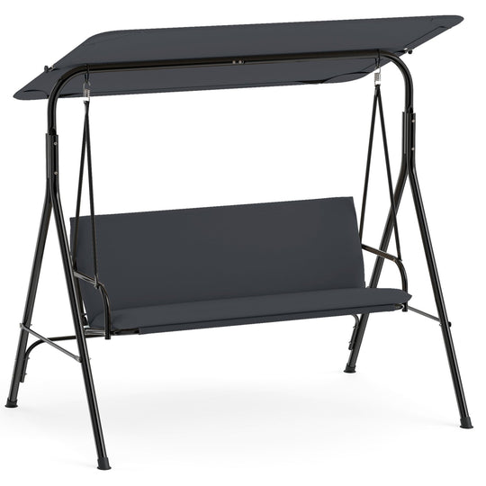 3-Seat Patio Swing Chair with Adjustable Canopy