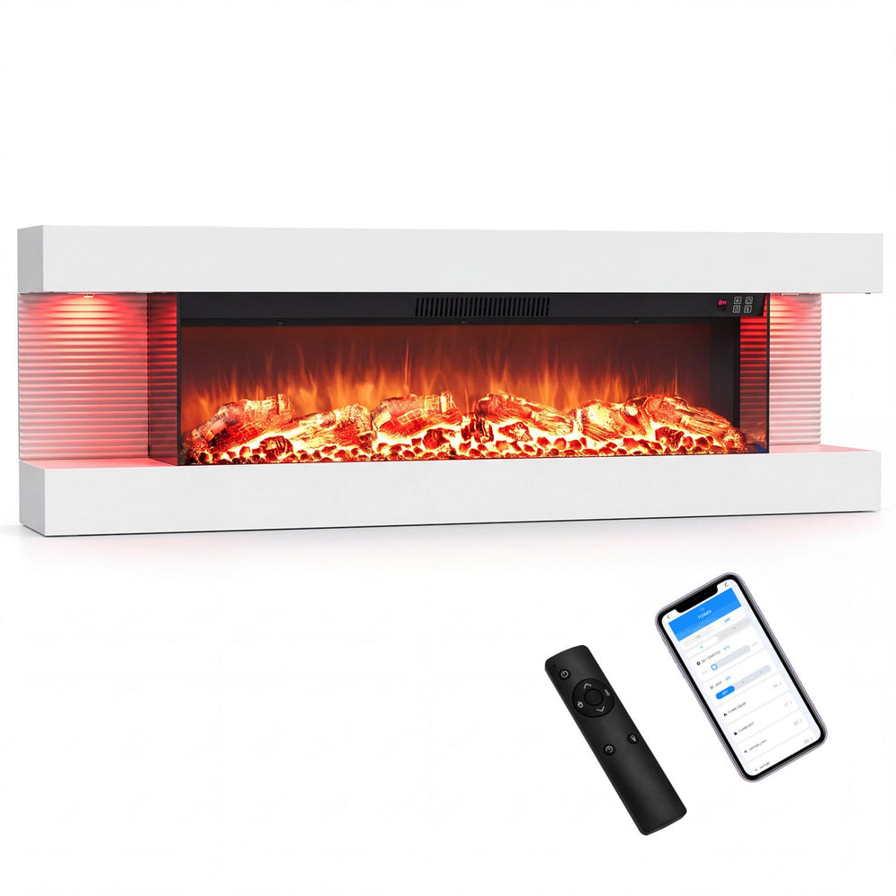 40" Wall Mount Electric Fireplace with WiFi & Floating Mantel
