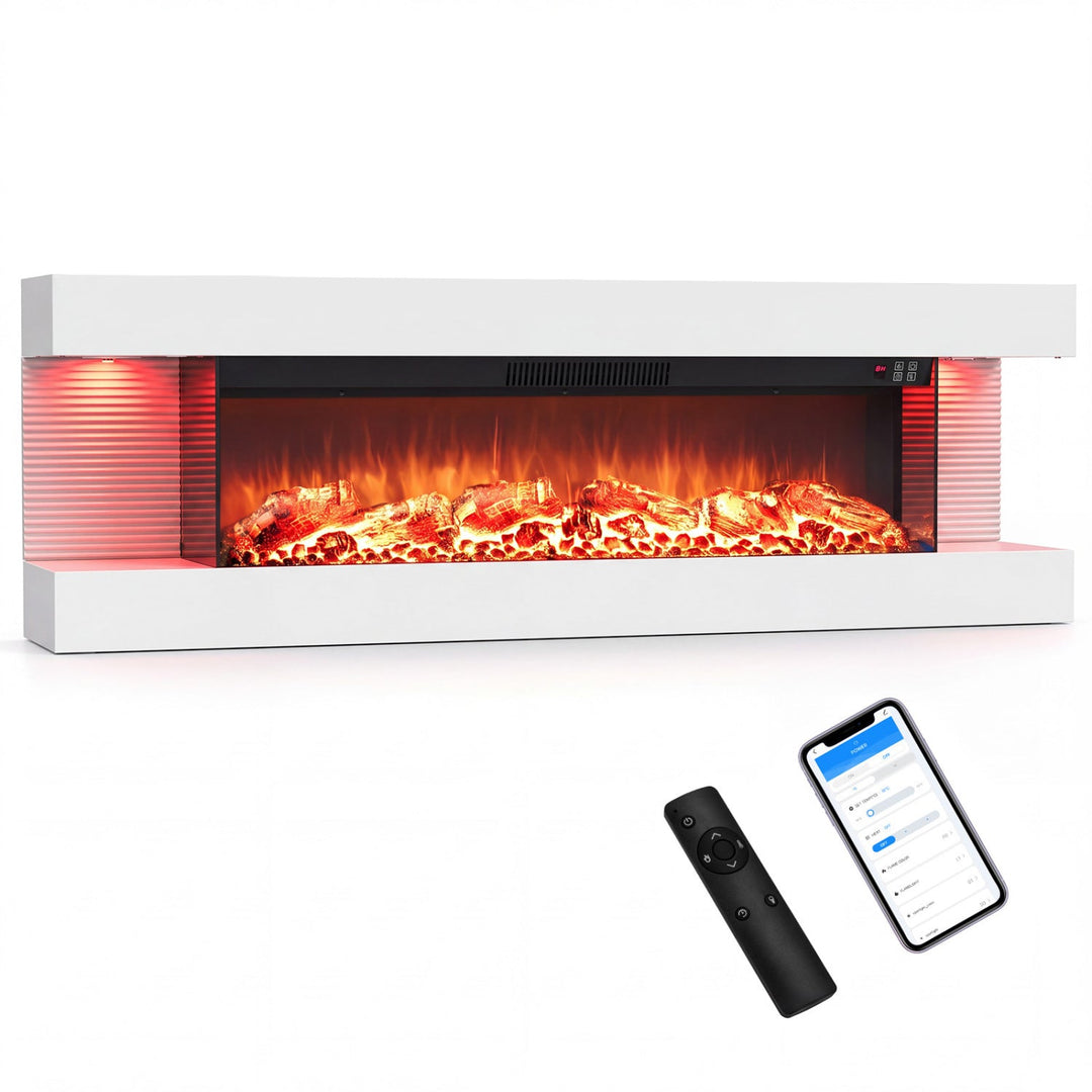 40" Wall Mount Electric Fireplace with WiFi & Floating Mantel