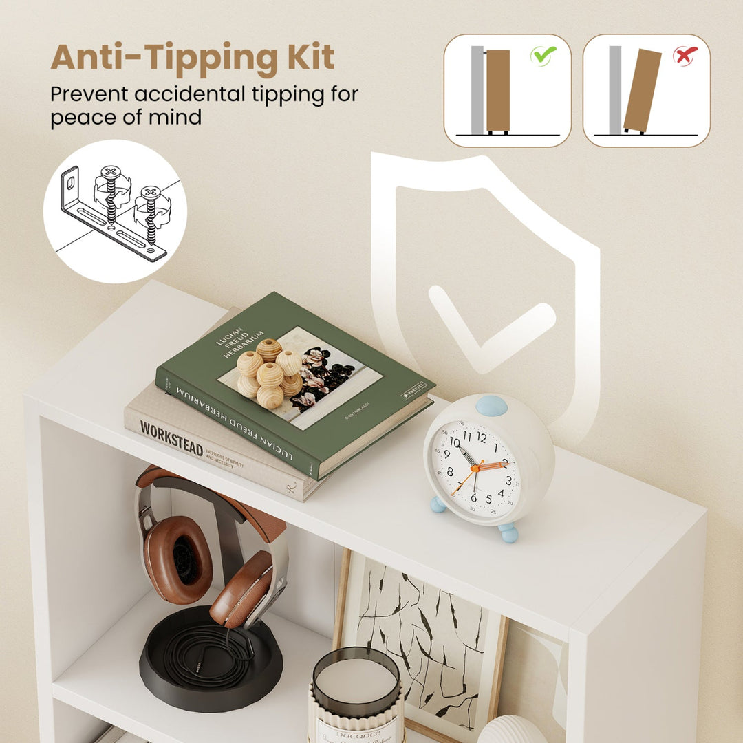 3-Tier Bookcase 42 inch Tall Book Shelf with Anti-Tipping Kit