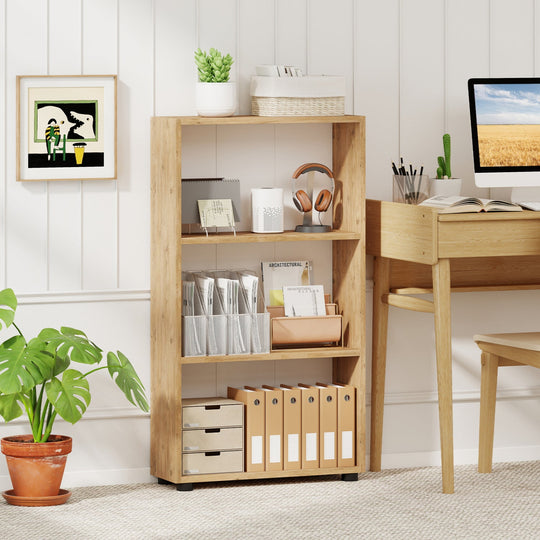 3-Tier Bookcase 42 inch Tall Book Shelf with Anti-Tipping Kit