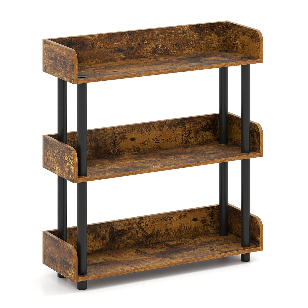 3-Tier Bookshelf with Anti-Tipping Kit and Industrial Storage Unit for Living Room