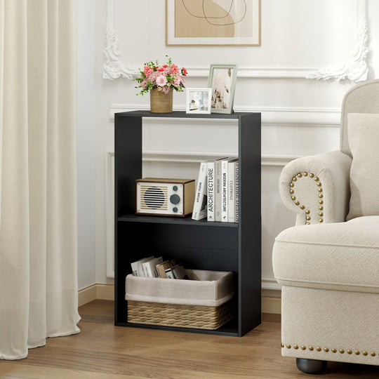 3-Tier Bookshelf with Open Storage Compartments