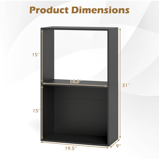 3-Tier Bookshelf with Open Storage Compartments