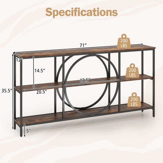 3-Tier Console Table with Faux Marble Top and Storage Shelves for Hallway Living Room