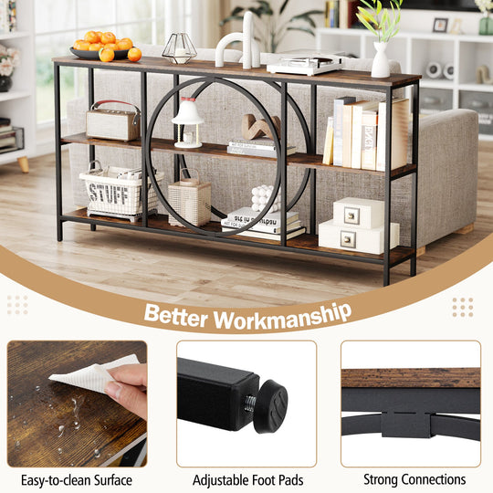 3-Tier Console Table with Faux Marble Top and Storage Shelves for Hallway Living Room