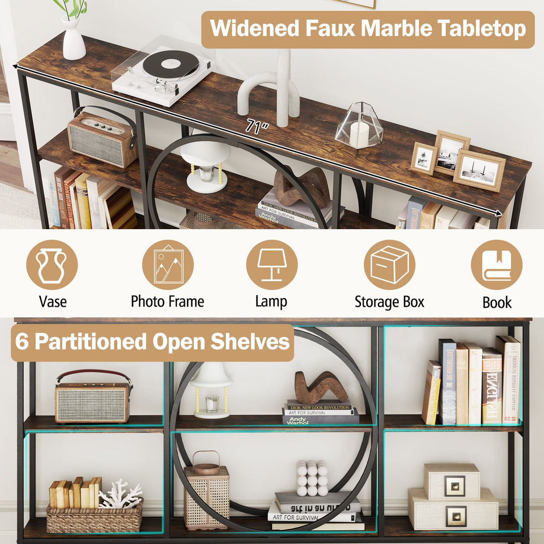 3-Tier Console Table with Faux Marble Top and Storage Shelves for Hallway Living Room