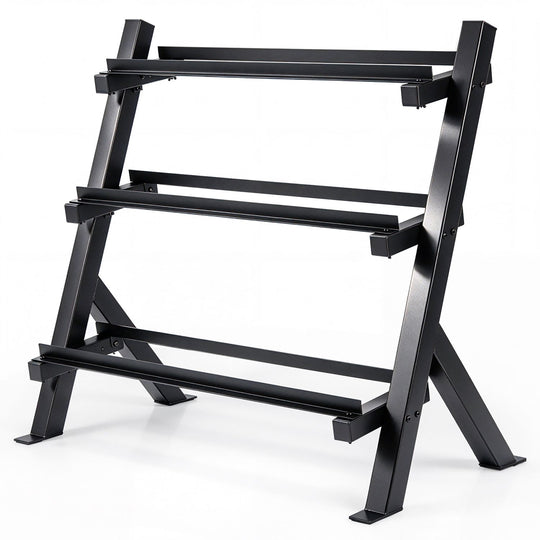 3-Tier Dumbbell Rack with Adjustable Bracket Spacing for Gym-Black