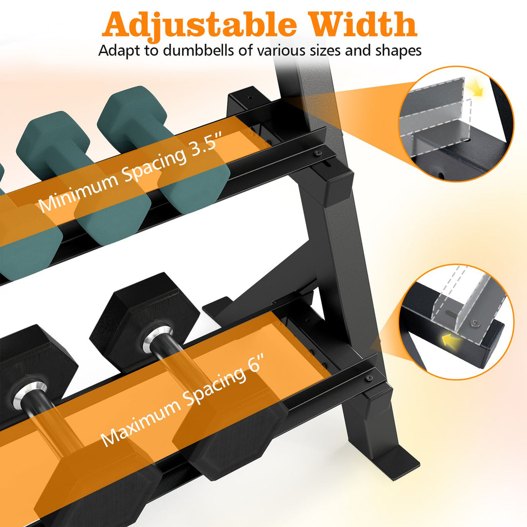 3-Tier Dumbbell Rack with Adjustable Bracket Spacing for Gym-Black
