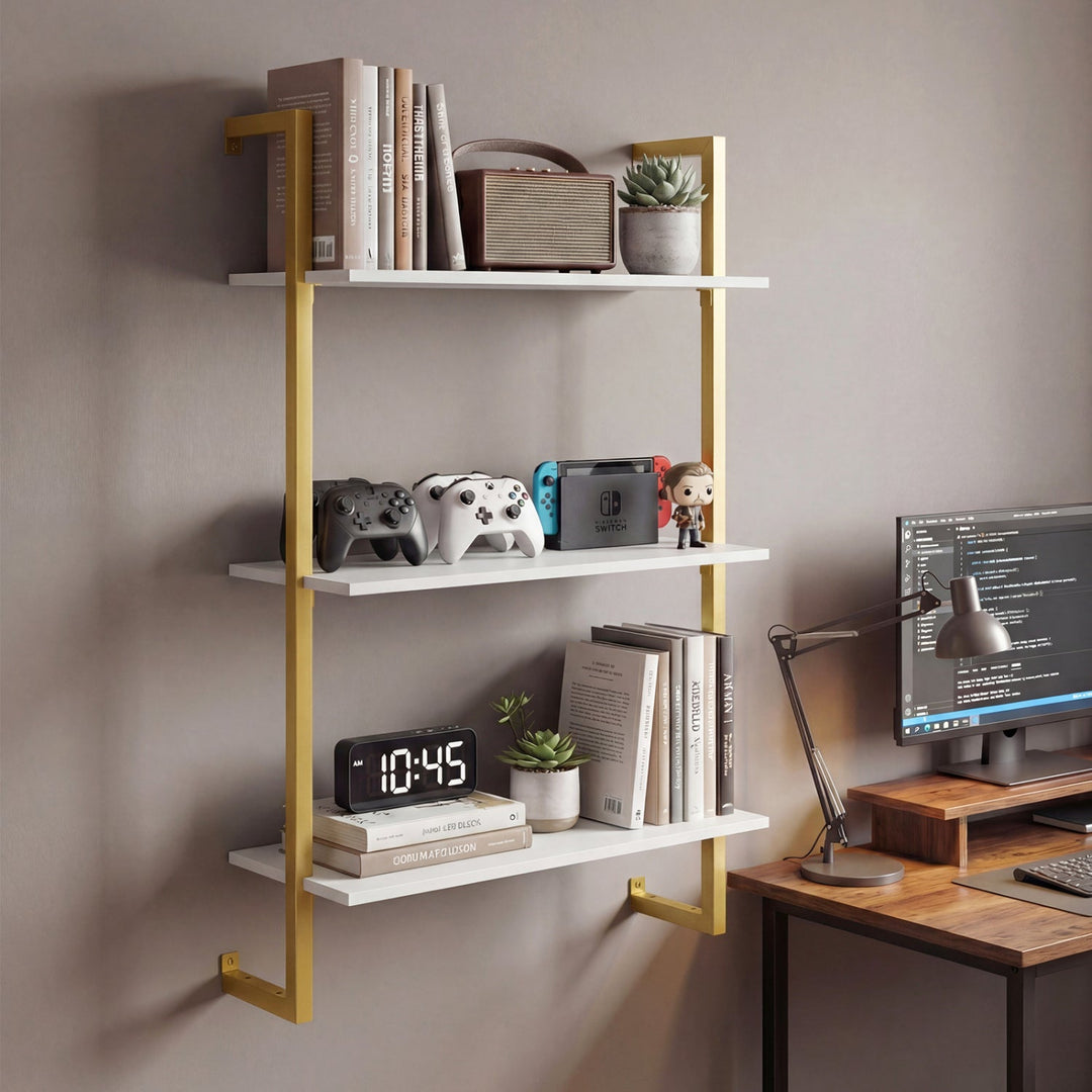 3-Tier Floating Modern Kitchen Shelf for Living Room Home Office and Bathroom