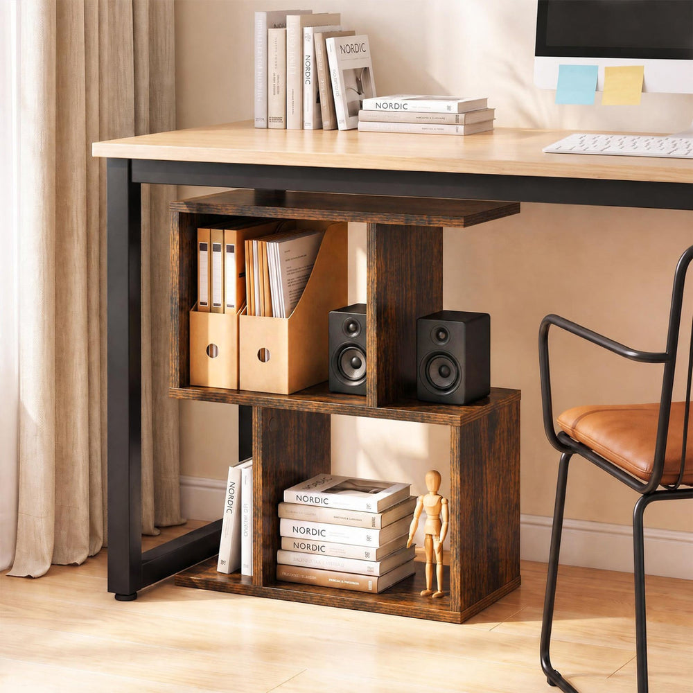 3-Tier Geometric Bookshelf Set of 2 - S-Shape Display Shelf