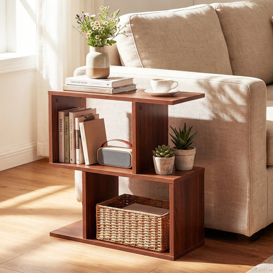 3-Tier Geometric Bookshelf Set of 2 - S-Shape Display Shelf