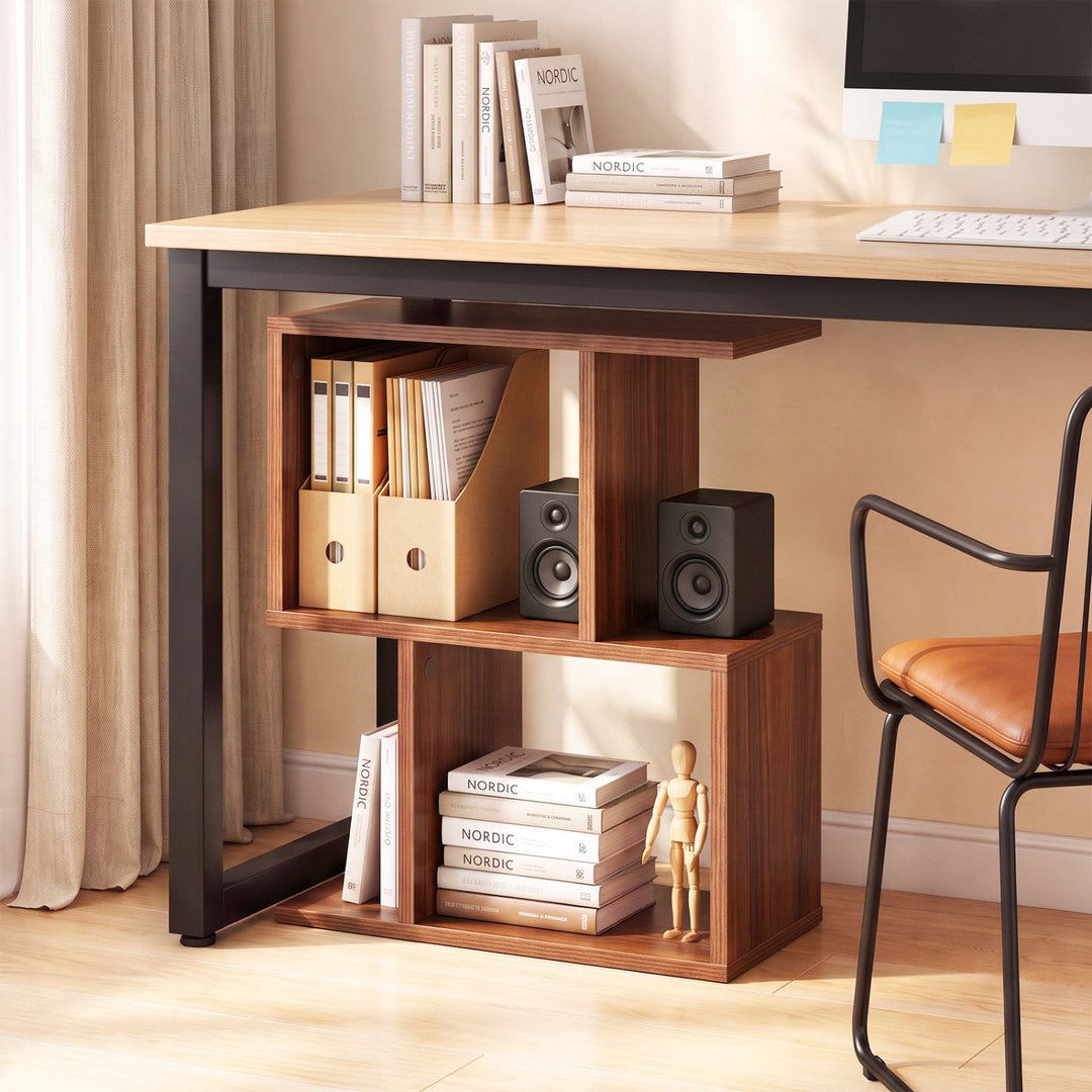 3-Tier Geometric Bookshelf Set of 2 - S-Shape Display Shelf
