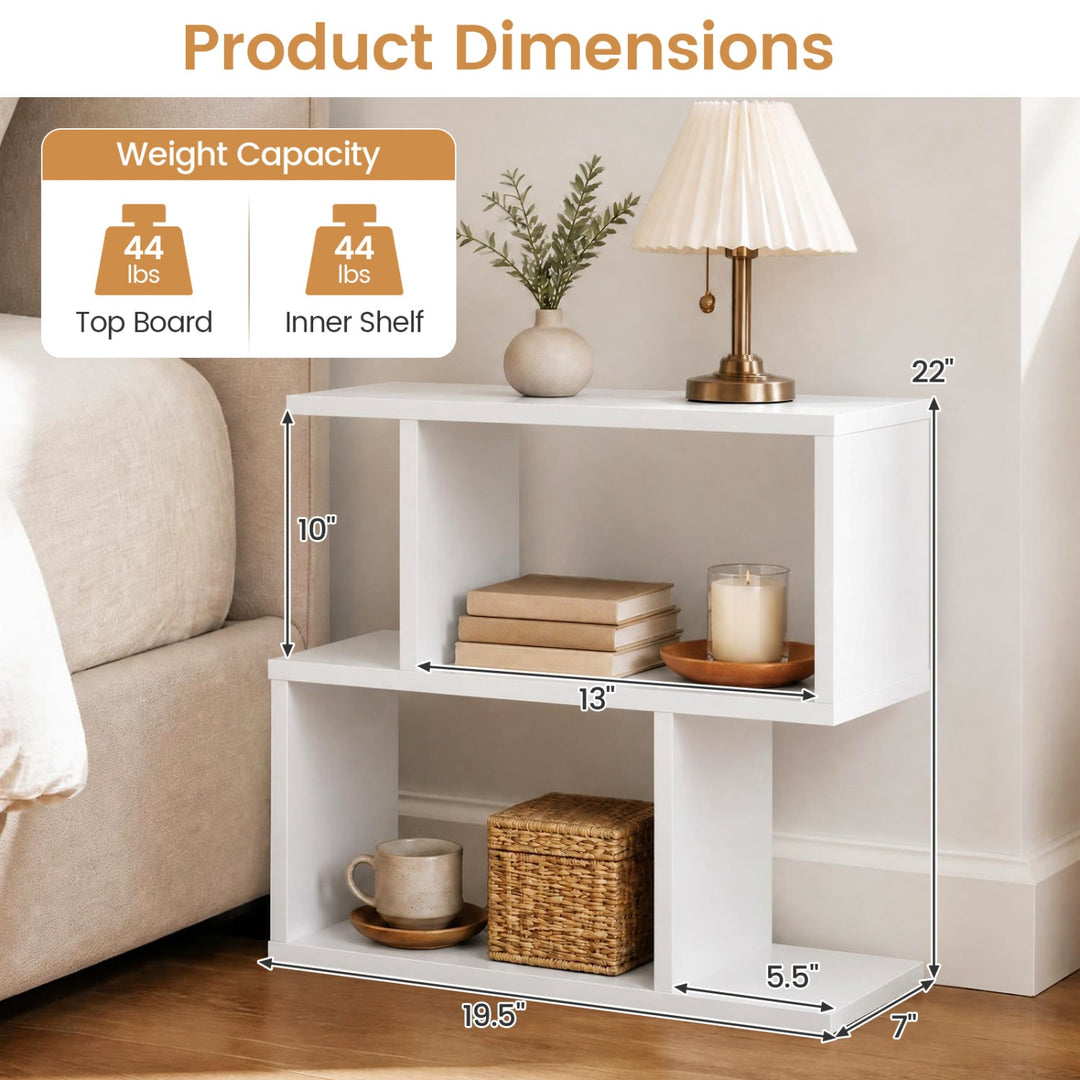 3-Tier Geometric Bookshelf Set of 2 - S-Shape Display Shelf