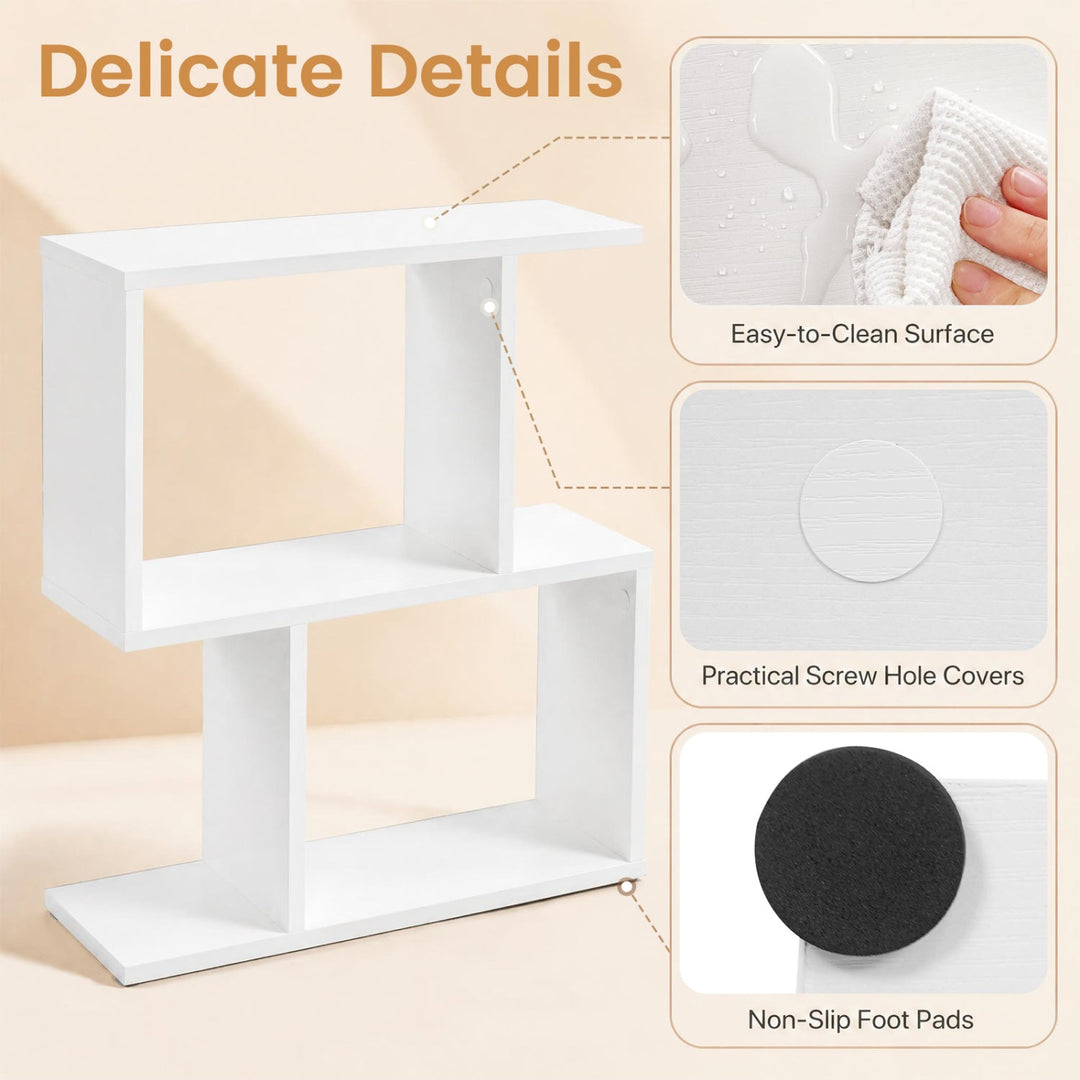 3-Tier Geometric Bookshelf Set of 2 - S-Shape Display Shelf