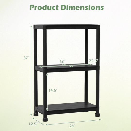 4-Tier Heavy-Duty Plastic Storage Shelves Freestanding Garage Shelving Unit
