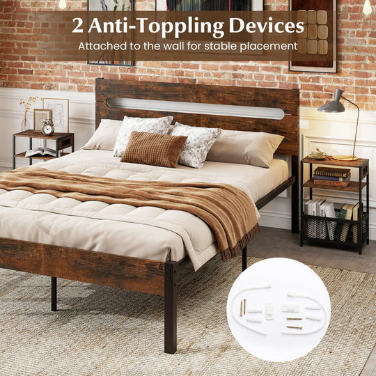 Industrial Side Table with USB-C & AC Outlets, 3-Tier