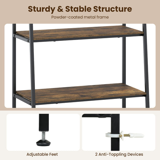 3-Tier Ladder Shelf and Corner Shelf Set with Metal Frame