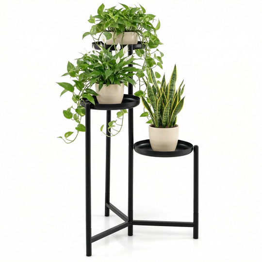3-Tier Metal Plant Stand Indoor Outdoor Tall Corner Flower Pot Holder Display Rack