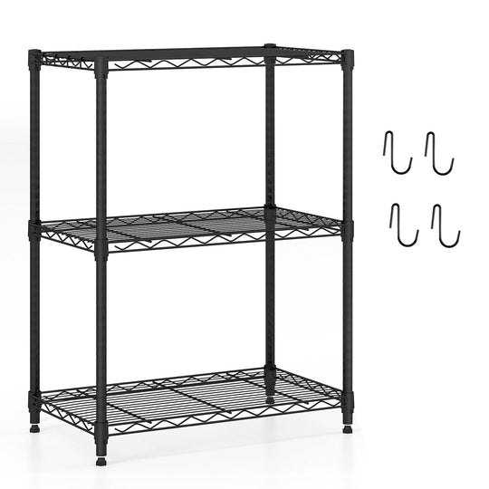 3-Tier Metal Storage Shelving Unit Set of 2 with V-Shaped Wire Rack-Black