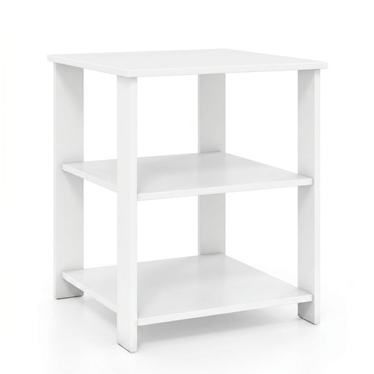 3-Tier Square Side Table with Open Storage Shelves