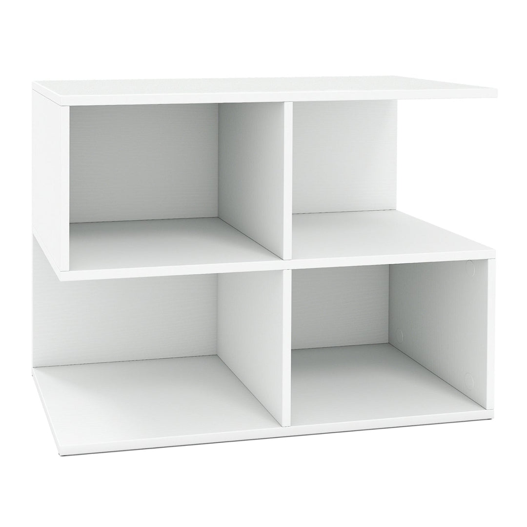 3-Tier S-Shaped End Table with 4 Storage Cubes