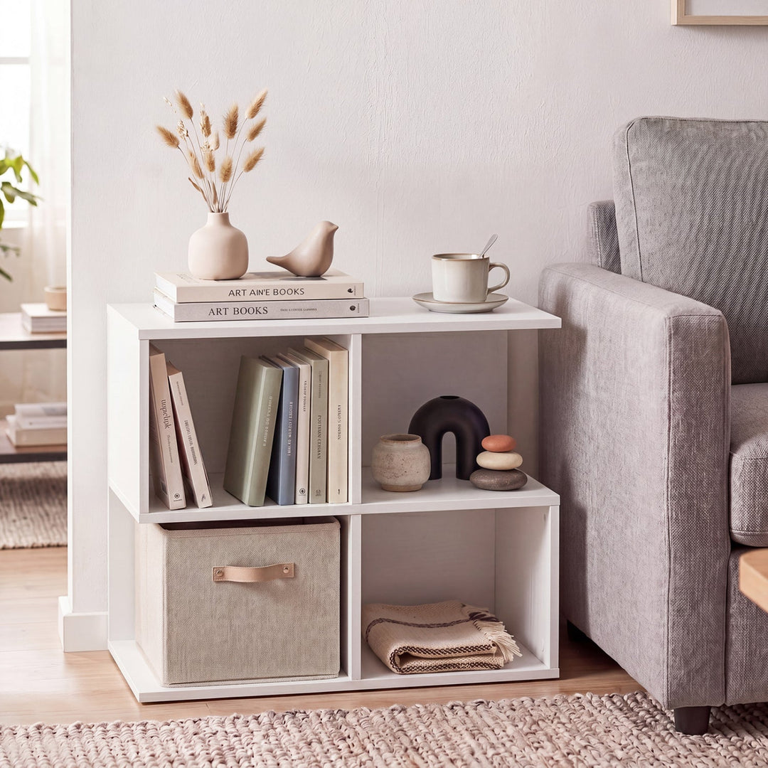 3-Tier S-Shaped End Table with 4 Storage Cubes