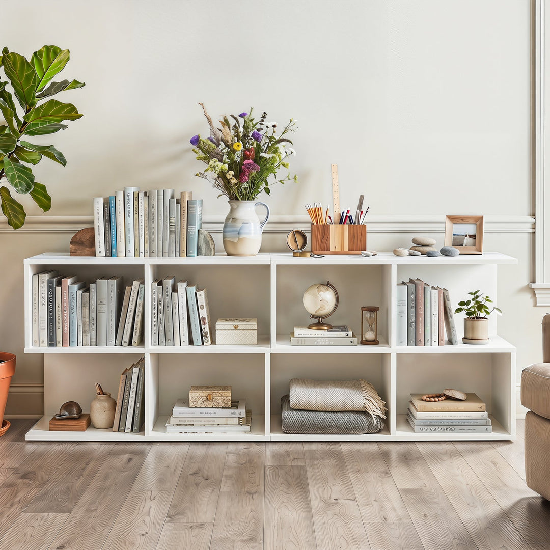 3-Tier S-Shaped End Table with 4 Storage Cubes