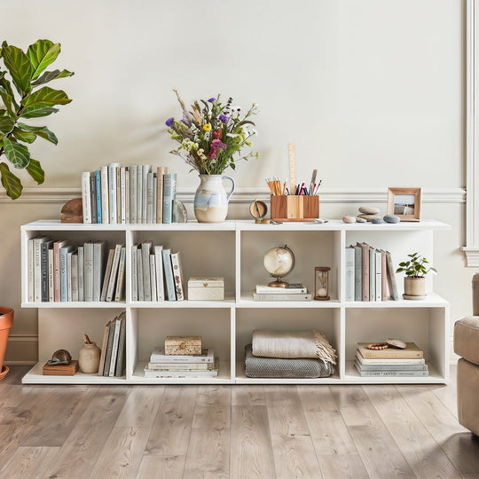 3-Tier S-Shaped End Table with 4 Storage Cubes