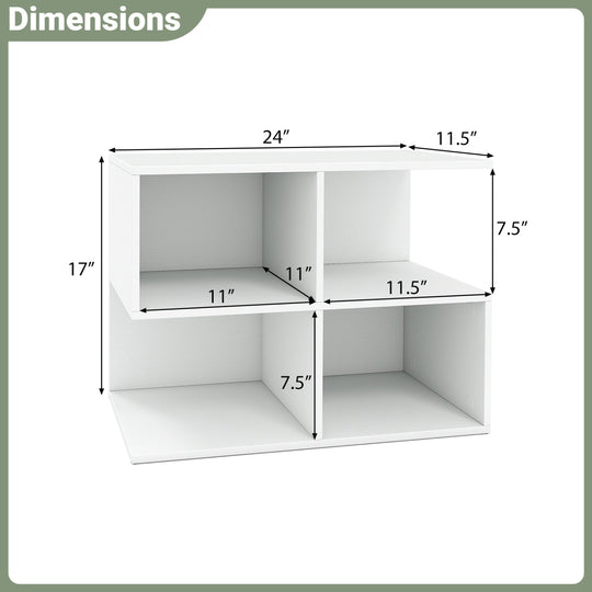 3-Tier S-Shaped End Table with 4 Storage Cubes