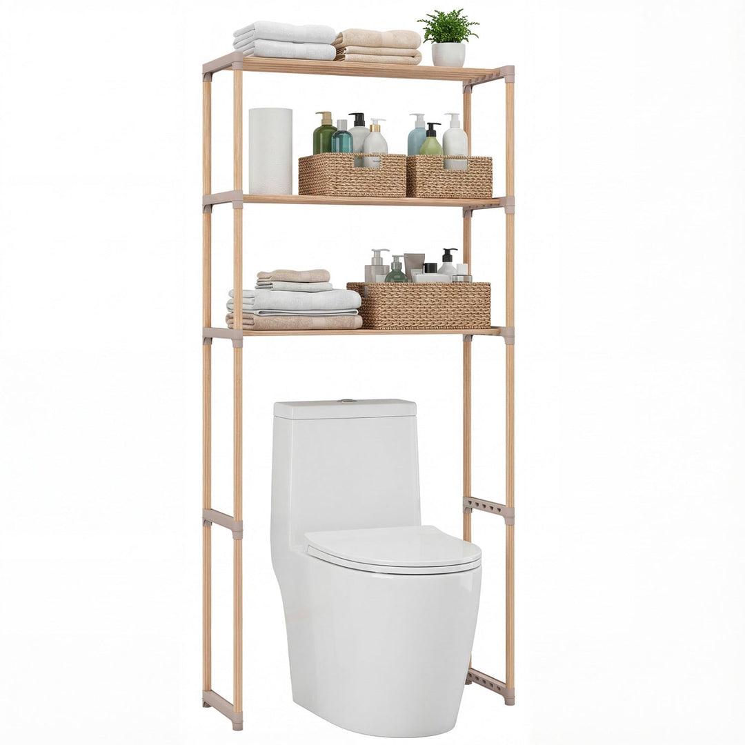 3-Tier Over The Toilet Storage Rack with Open Shelves-Gray