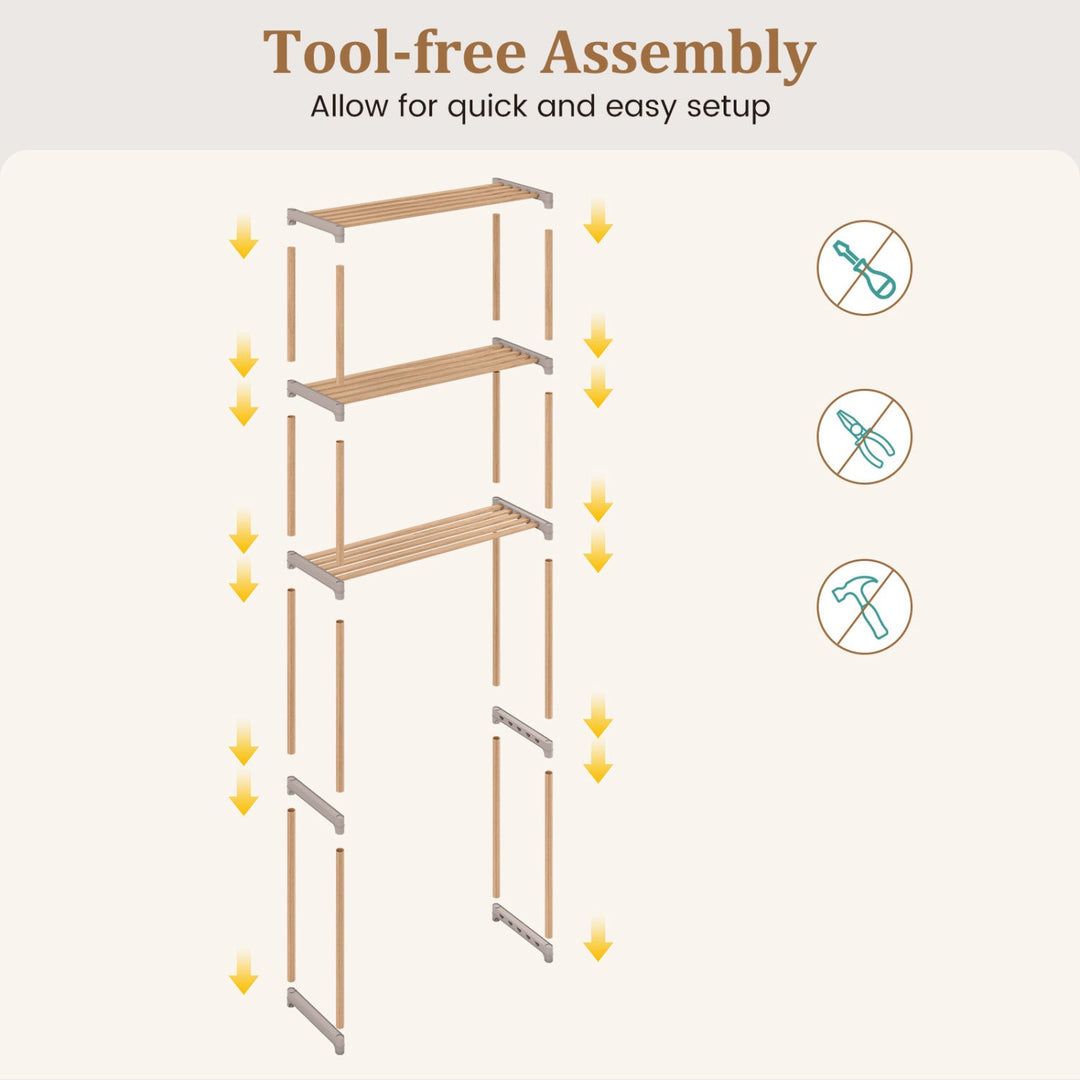 3-Tier Over The Toilet Storage Rack with Open Shelves-Gray