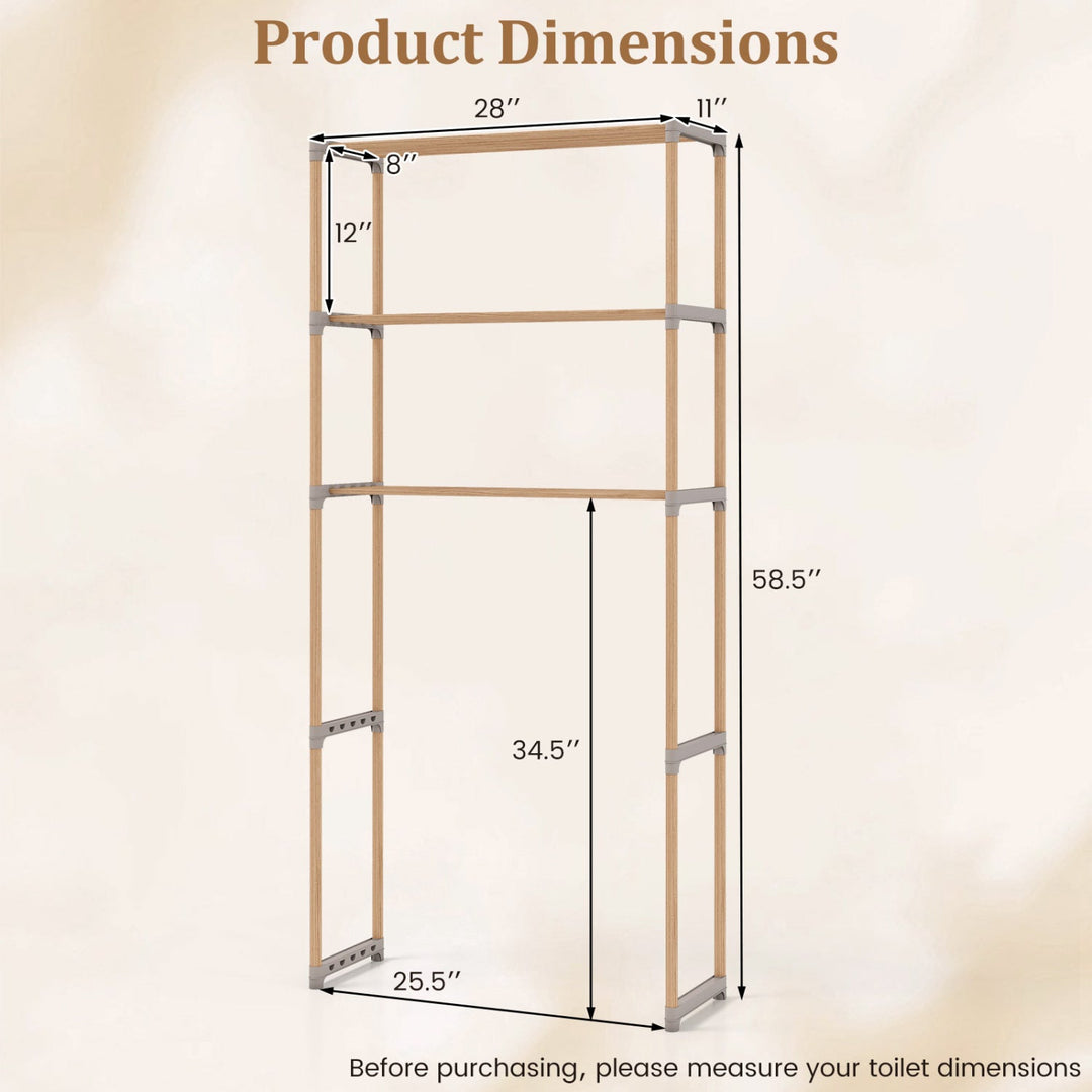 3-Tier Over The Toilet Storage Rack with Open Shelves-Gray