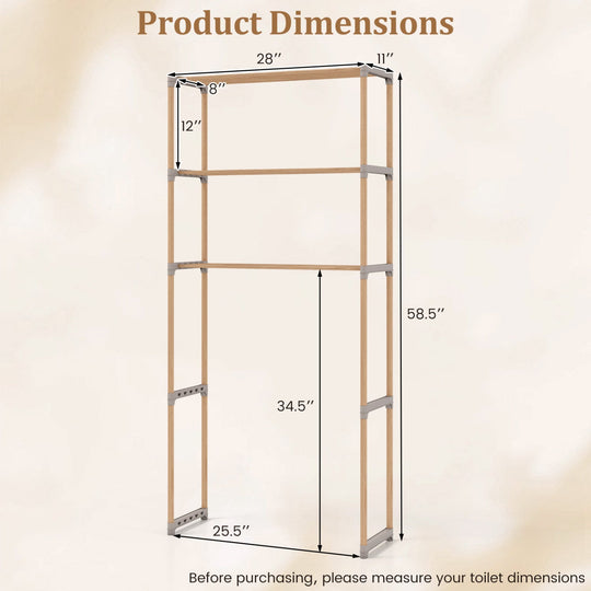 3-Tier Over The Toilet Storage Rack with Open Shelves-Gray