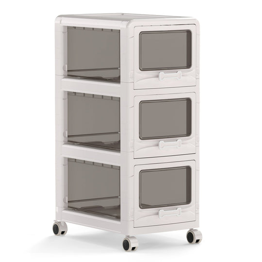 Rolling Storage Cart with Drawers and Lockable Wheels