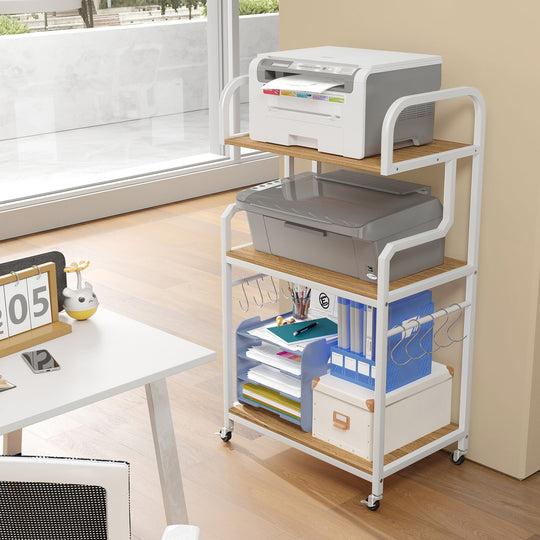 3-Tier Rolling Printer Stand Home Office Large Printer Cart with Storage Shelves