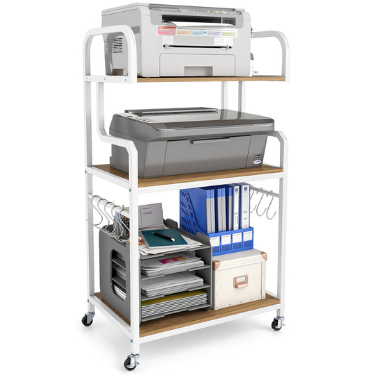 3-Tier Rolling Printer Stand Home Office Large Printer Cart with Storage Shelves