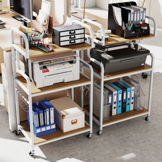 3-Tier Rolling Printer Stand Home Office Large Printer Cart with Storage Shelves