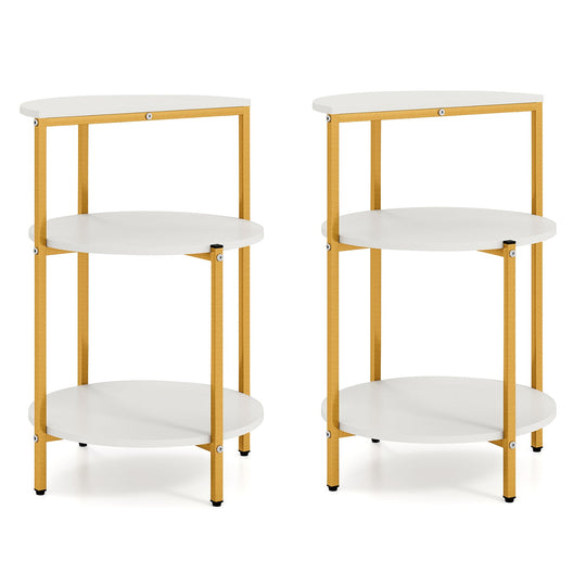 3-Tier Round End Table for Small Space and Bedroom Room