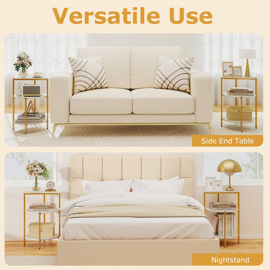 3-Tier Round End Table for Small Space and Bedroom Room