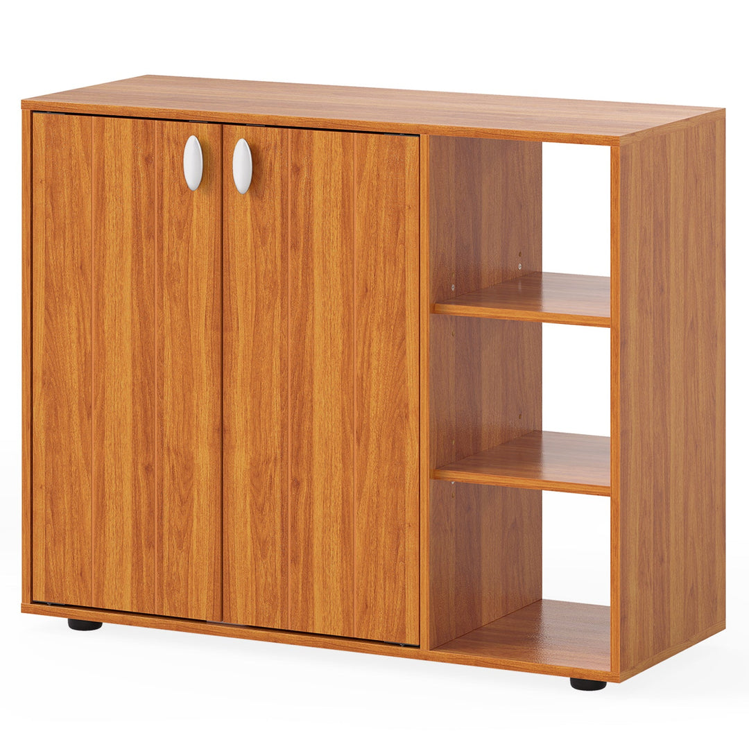3-Tier Shoe Cabinet with Doors with Adjustable Open Shelves for Entryway