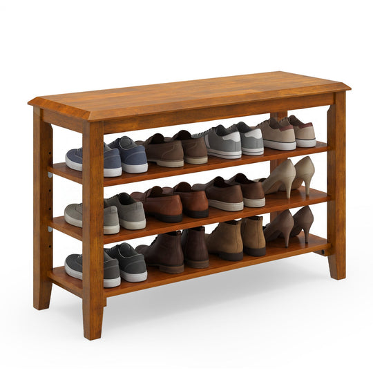3-Tier Shoe Rack Bench with Adjustable Shelves for Entryway and Living Room
