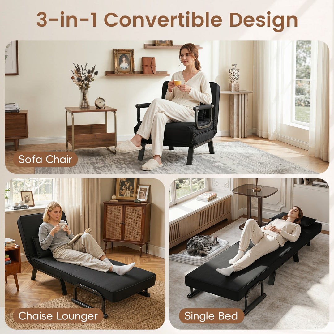 3-in-1 Folding Sofa Bed with Adjustable Backrest