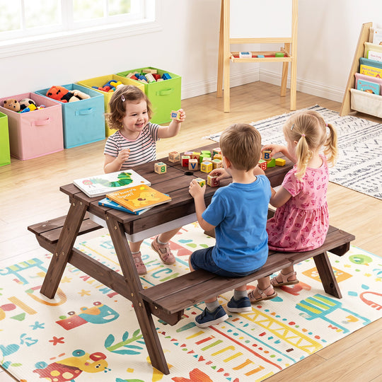 Kids Outdoor Picnic Water Sand Table with Umbrella