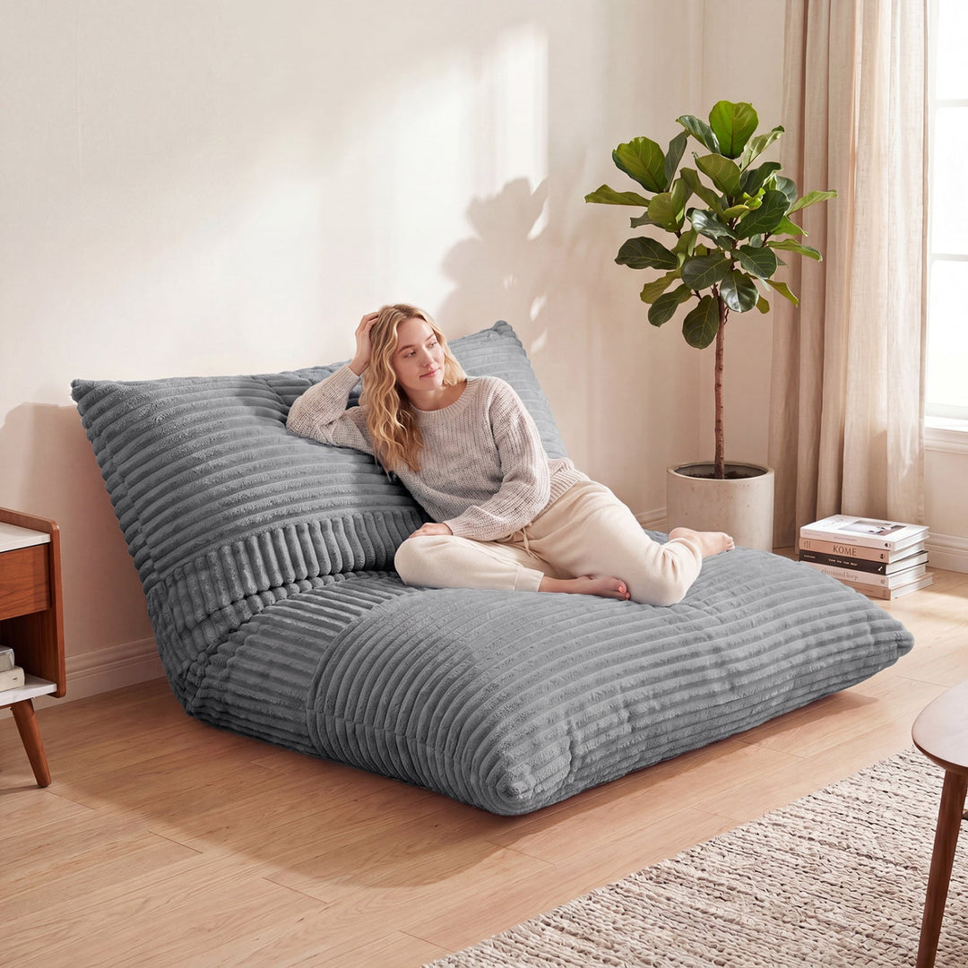 3-in-1 Convertible Bean Bag Chair with Corduroy Fabric